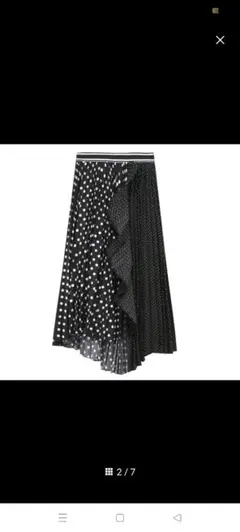 値下げしました　ドットプリーツロングスカート　アシンメトリー