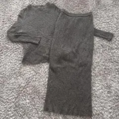 by Ribon/リボン　ニットセットアップ/M位　日本製　ウール混　　★に