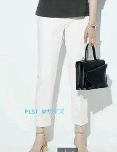 PLST リネンブレンドスティックパンツ　M　ホワイト