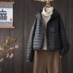 軽量 中綿ジャケット 暖かい フード付き ゆったり アウター 全4色 ファスナー