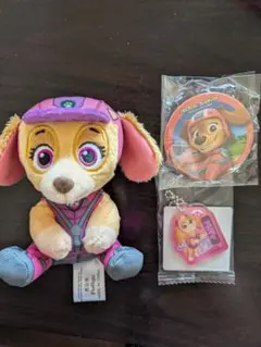 パウパトロール スカイ ぬいぐるみアクリル キーホルダー 缶バッジ セット