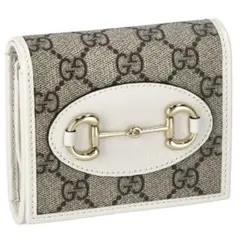 グッチ GUCCI 三つ折り財布 レディース ホースビット 1955 ホワイト