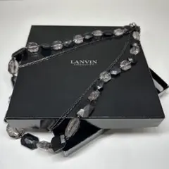 HNN-032 LANVIN ランバン 黒石系 石付き ネックレス 約35cmのサムネイル