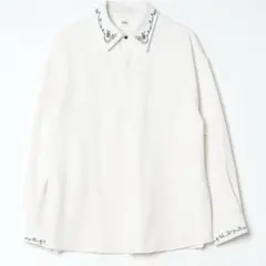 loose ルース 刺繍 ドレープ トロミ シャツ 白 ホワイト