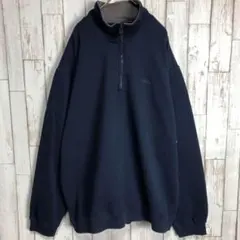 US古着 IZOD ハーフジップ スウェット ネイビー L SB3