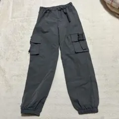 グレー カーゴパンツ ゴムウエスト