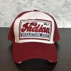 アメカジ カジュアル 通年 キャップ 帽子 メッシュ ビンテージ ロゴ レッド