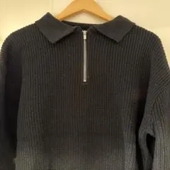 ASCLOハーフジップ ニット ブラックのサムネイル