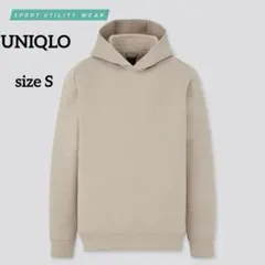 ユニクロ ウルトラストレッチドライスウェットプルパーカー S ポケット ベージュ