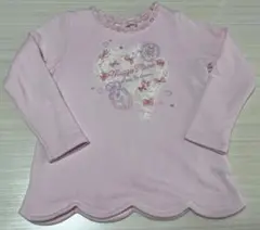 【メゾピアノ】裾スカラップバレエ刺繍ハートトレーナー120