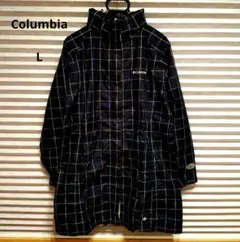 Columbia マウンテンパーカー 紺/白・黄の格子柄 レインウェア L