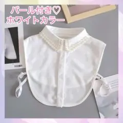 付け襟 フェイクパール ホワイト 襟付き つけ襟 レイヤード 重ね着風 フリー