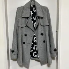 値下げ　グレー ダブルブレスト コート M ウール　アンゴラ