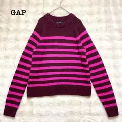 GAP ギャップ　クルーネックセーター ピンク　S カシミヤタッチ ボーダーのサムネイル