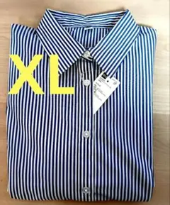 新品 GUフレアシャツワンピース 半袖 UVカット Aライン ブルー XL 今期