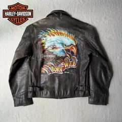 Harley-Davidson フレイム 炎 ライダースジャケット レザー 本革