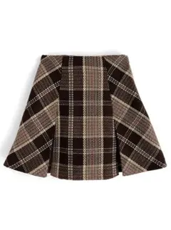 インパン裏地付きチェック柄プリーツスカート Lサイズ