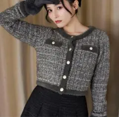 ツイードミックスニットカーディガン