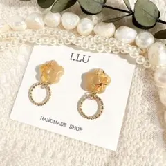 押し花ドライフラワー レジン ピアス イヤリング ハンドメイド　#250502