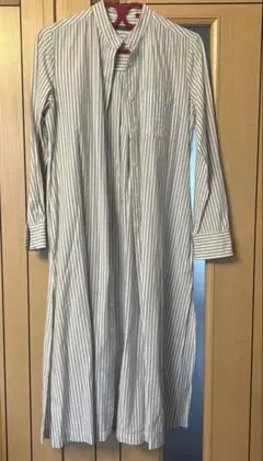 ストライプ ロングシャツワンピース 長袖