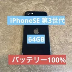 【バッテリー100%】Apple iPhoneSE3 64GB SIMフリー