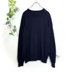 無印良品 クルーネック ニット セーター(XL)毛100% ネイビー ノームコア