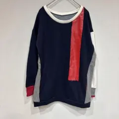 エスパスデカロマ スウェット クルーネック 長袖 配色切替 L ポリエステル 綿