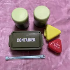ランチポット 300ml グリーン 2個 お弁当箱、おにぎりケース大小、箸のサムネイル