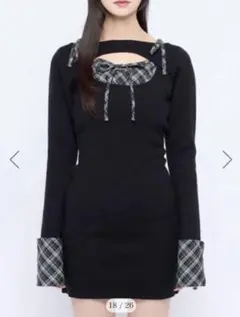 bubbles オープンリボンチェックワンピース