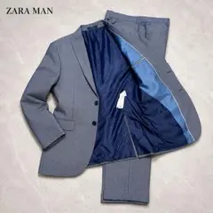 ZARA ザラ セットアップ スーツ ネイビー L マイクロチェック ビジネスのサムネイル