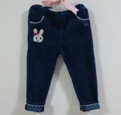 ウサギ刺繍　長ズボン　ドット100