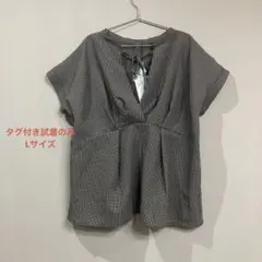 【タグ付き試着のみ】前後2wayカシュクールサッカー素材半袖ブラウス　Lサイズ