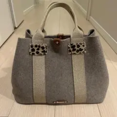 topkapi レオパード柄付きグレー トートバッグ