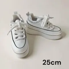 ふわモコ 極太シューレース 厚底 ラインストーンスニーカー ヌーベルヴォーグ