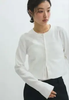 美品　ADAM ET ROPE' 【サステナブル】スリーブカーディガン　ホワイト