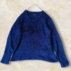 【シップスジェットブルー】Ｖネックニット　ヤーンニット　もこもこ　ネイビー　無地