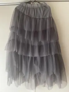 PAGEBOY グレー チュール ロングスカート