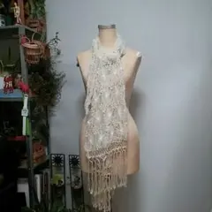 ペイトンプレイスpeyton placeクロシェレースガーゼラメストールフリンジ