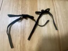 黒いベルベットリボン 2本セット ヘアピン作り等に リボンパーツベロア素材