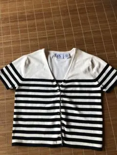 お値下げARMANI 半袖ボーダーカーディガン　ボレロ