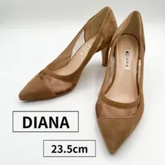 【早い者勝ち美品】ダイアナ　ポインテッドトゥパンプス　ベージュ　レース　スエード