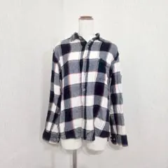 KANGOL カンゴール チェック柄コットンネルシャツ ネイビー系 起毛（M）