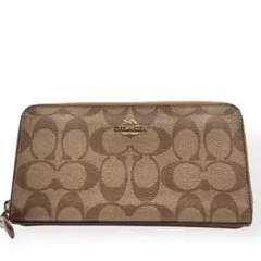 未使用級　COACH コーチ　長財布　ジップウォレット　シグネチャー　ブラウン
