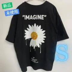 メンズ デイジー 花柄 半袖 Tシャツ 韓国 ブラック 黒