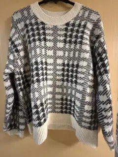 SHOO LA RUE チェック柄ニットセーター