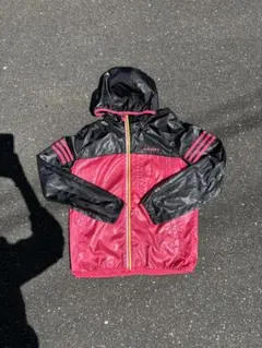 adidas neo ナイロンジャケット ピンク 黒 アディダス 古着