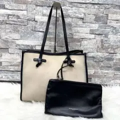 ジャンニキャリーニ キャンバスレザーハンドバッグ マルチェッラA4トートバック