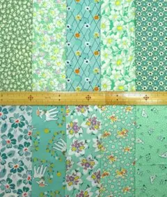 USAコットン　1930's復刻版　グリーン系カットクロスセットC