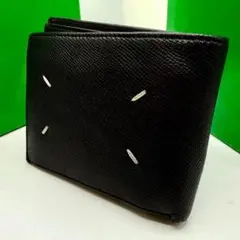 【美品✨】メゾンマルジェラ ２つ折り財布 レザー ブラック 4ステッチ