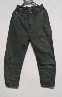 ZARA ☆ ハイライズ バギー ペーパーバッグ デニムパンツ カーキ 38
